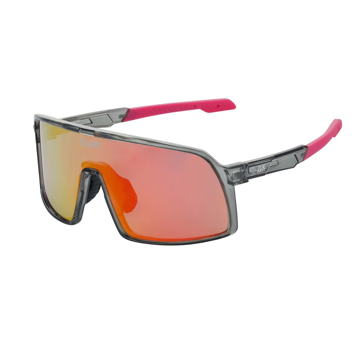 Orange Lens, Clear Gray Frames, Pink Grips