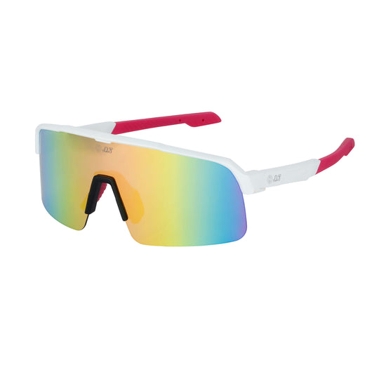 Rainbow Lens, White Frames, Pink Grips