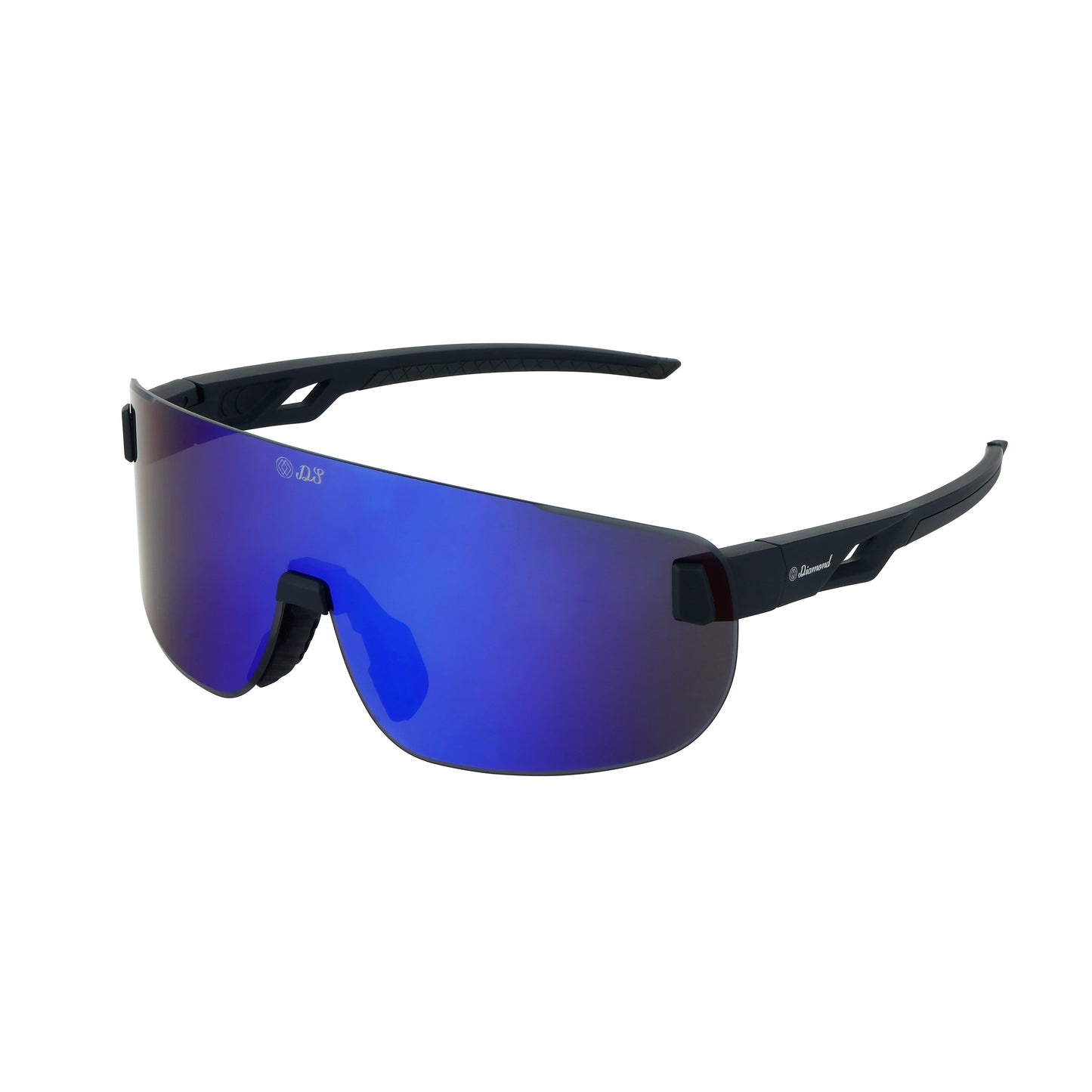 Blue Lens, Black Frames, Black Grips