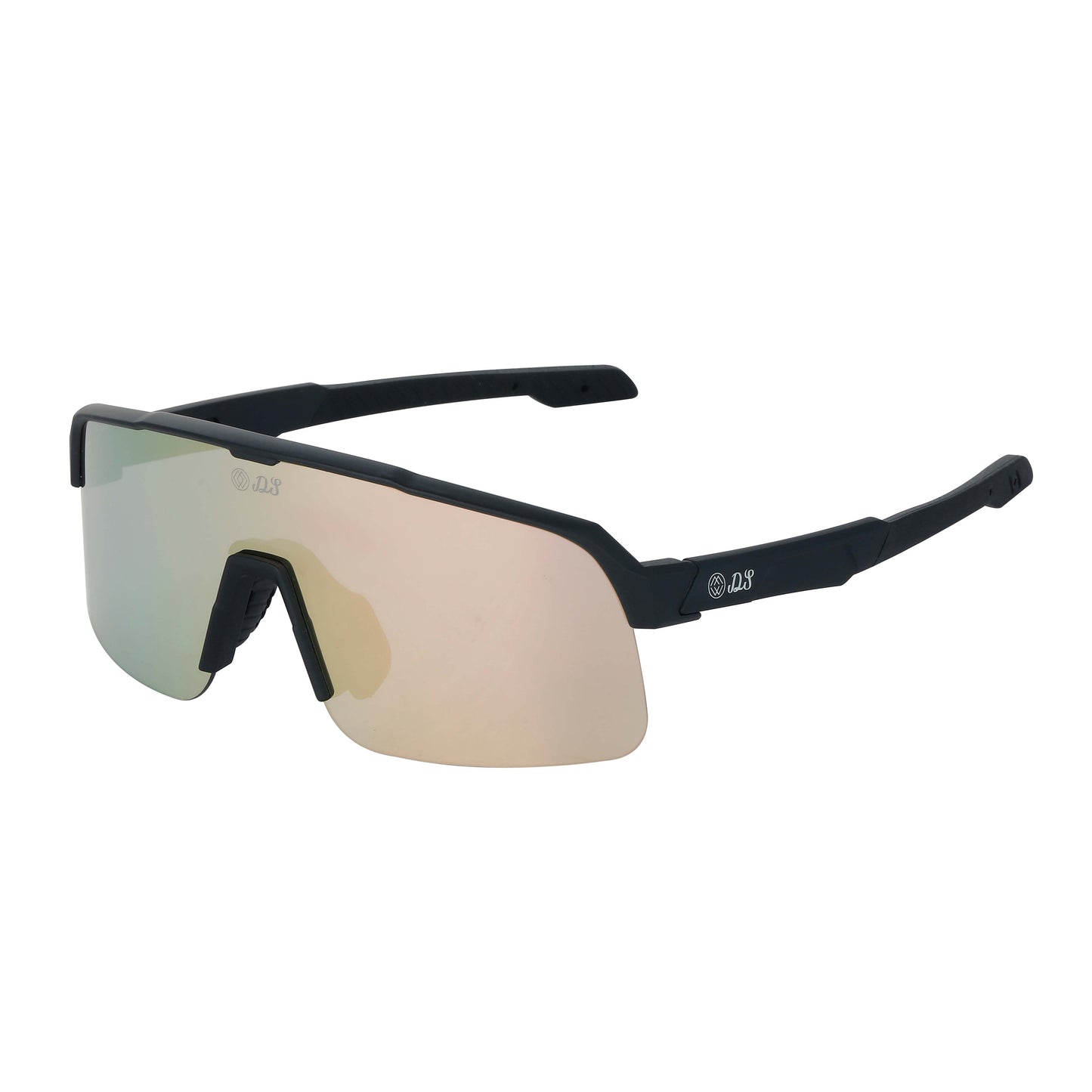 Gold-Pink Lens, Black Frames, Black Grips