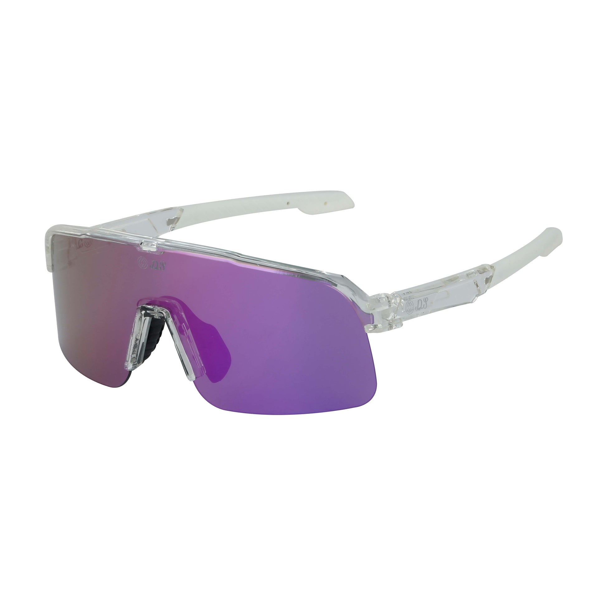 Purple Lens, Clear Frames, White Grips