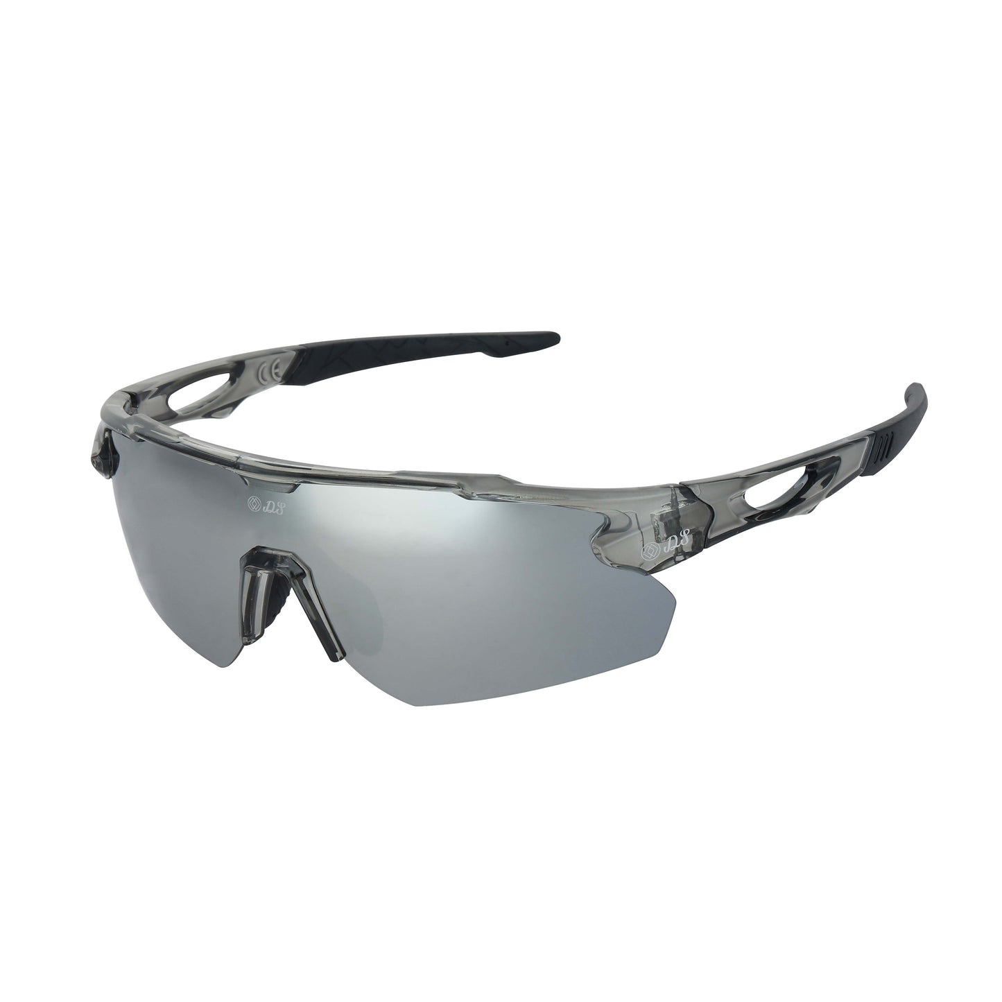Silver Lens, Clear Frames, Black Grips